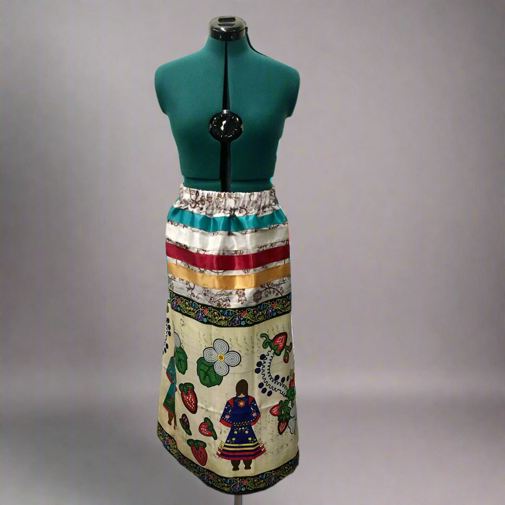 Birch Ledger Strawberry Ribbon Skirt w/ Turquoise/White/Red/Gold Ribbons