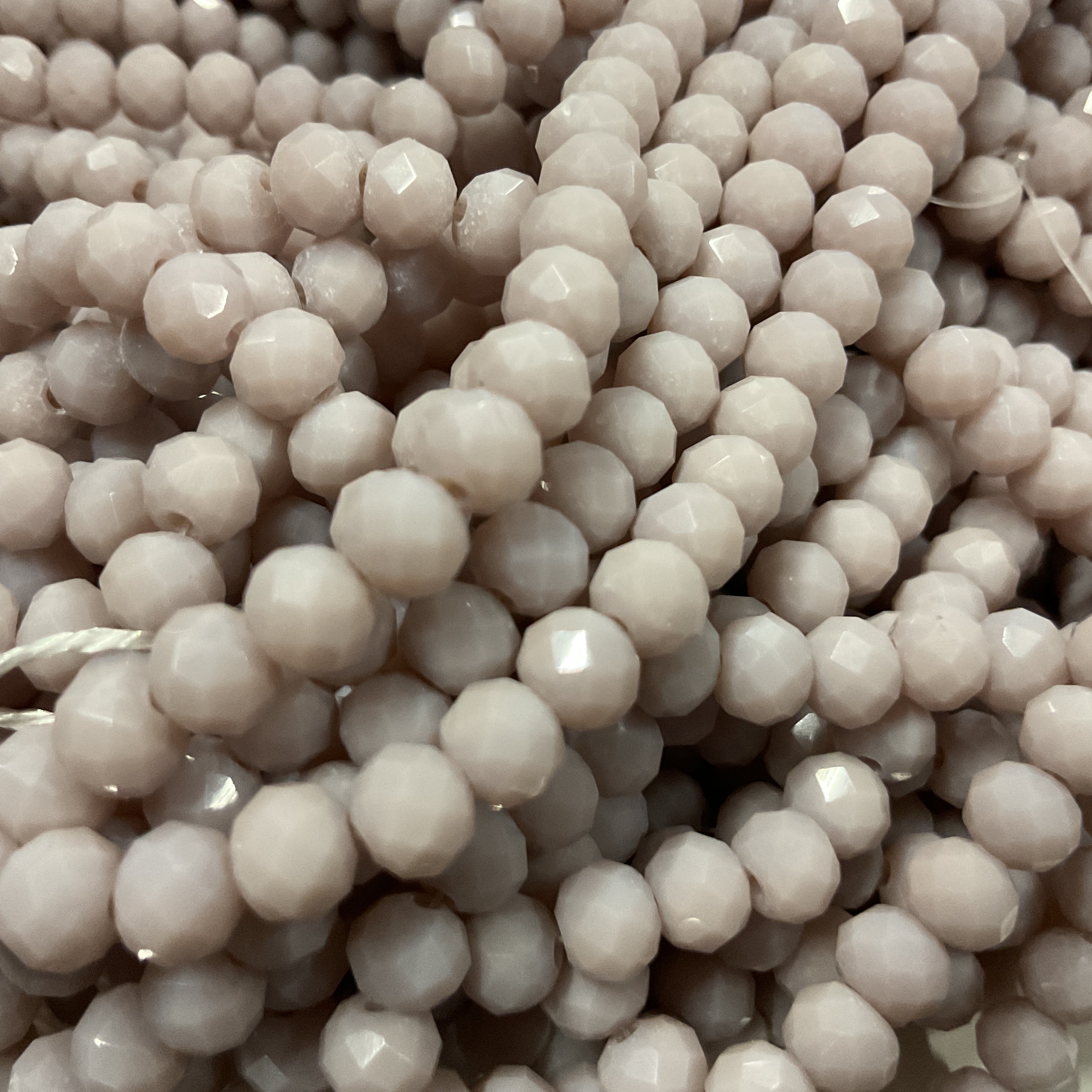 6mm Rondelle Glass Bead - Chalk