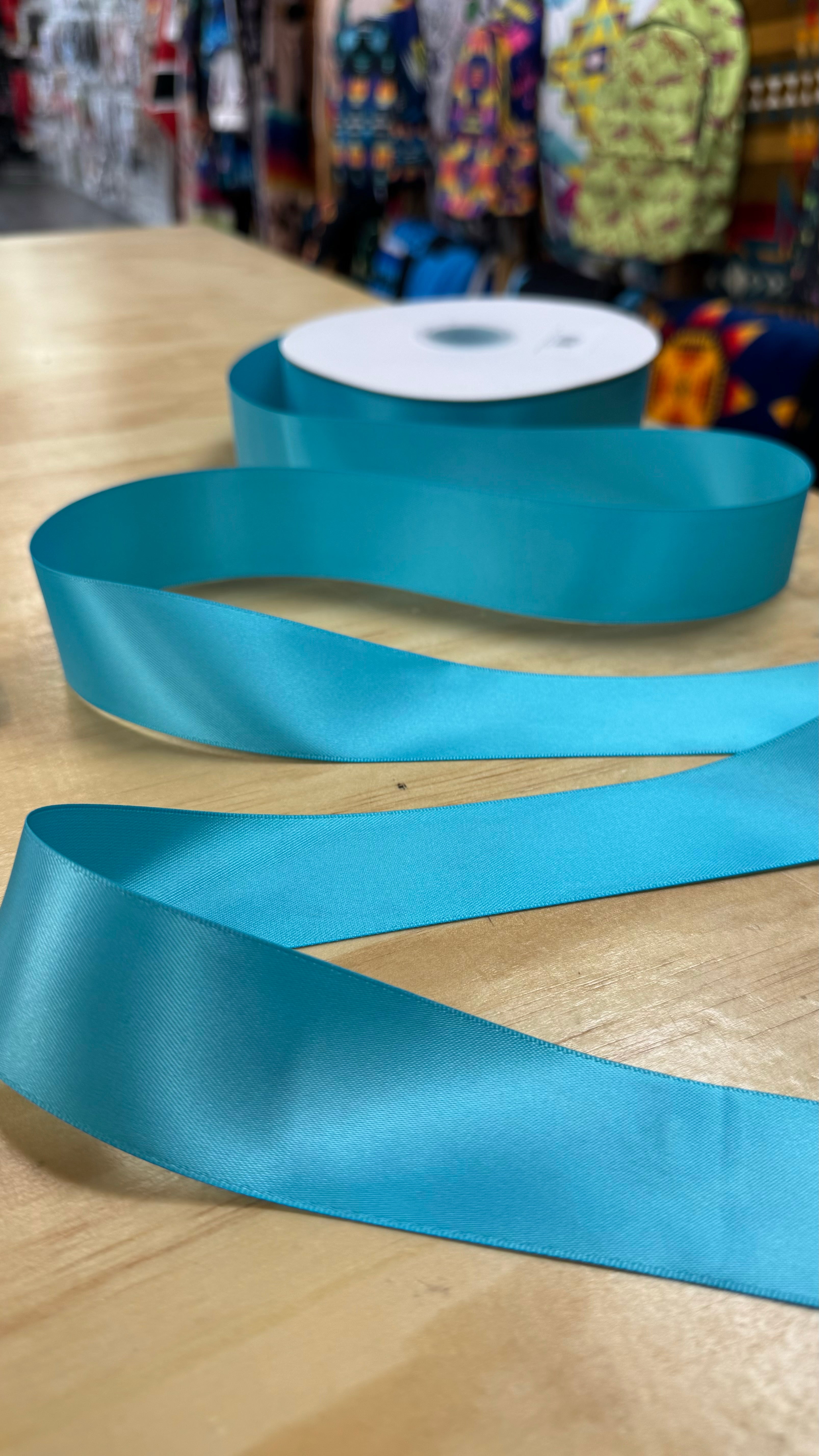 Turquoise 1.5 Inch Double Face Satin Ribbon 100 Yard Roll