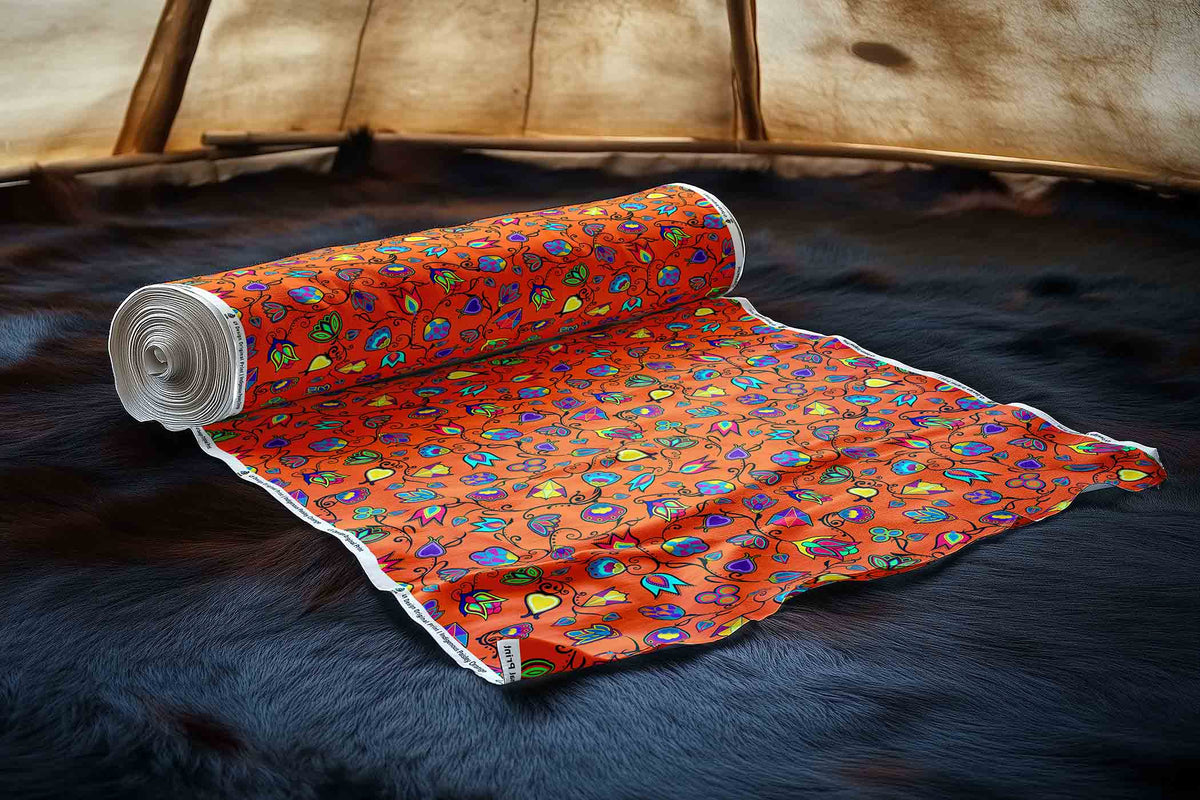Indigenous Paisley Orange Cotton Poplin