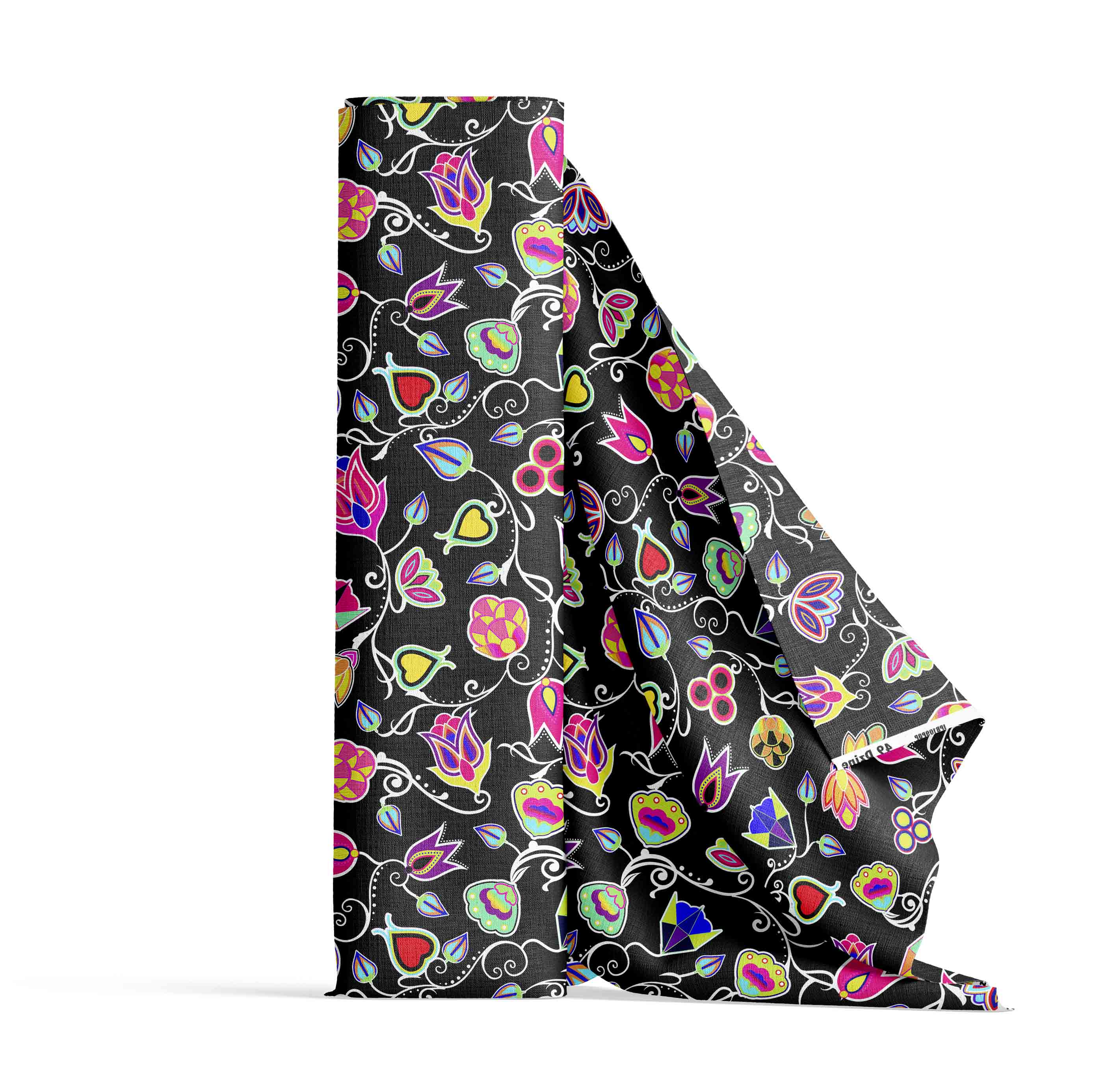 Indigenous Paisley Black Cotton Poplin Fabric by the Yard