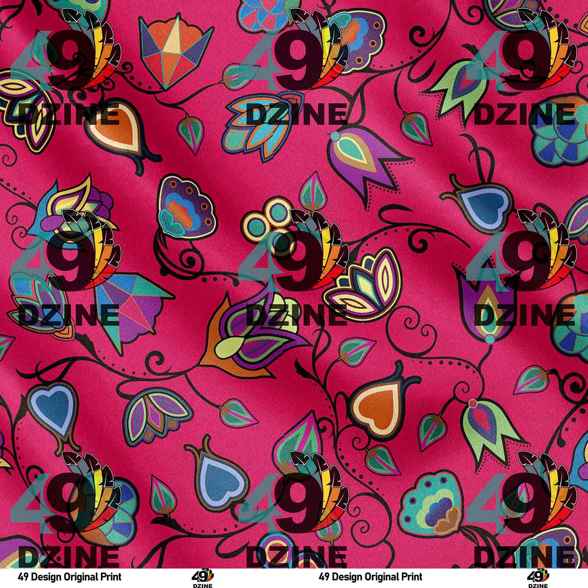 Indigenous Paisley Fuschia Cotton Poplin