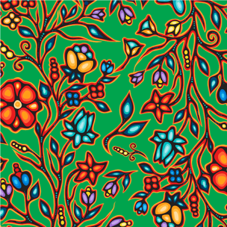 Jackie Traverse Ojibway Florals Green 02
