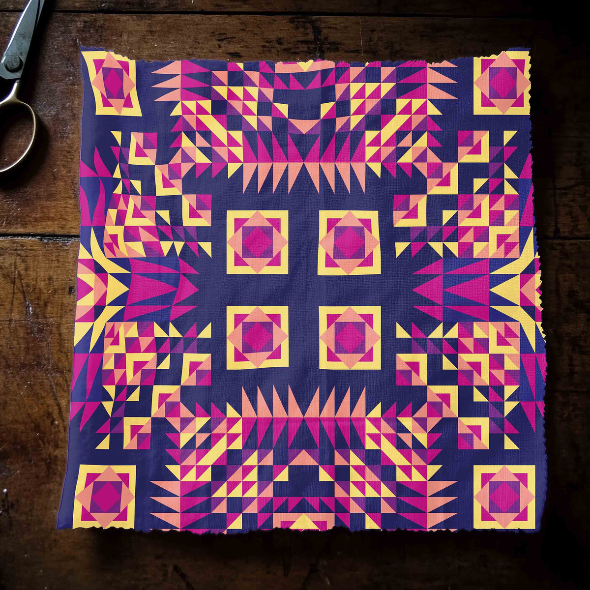 Kaleidoscope Bleu Cotton Poplin