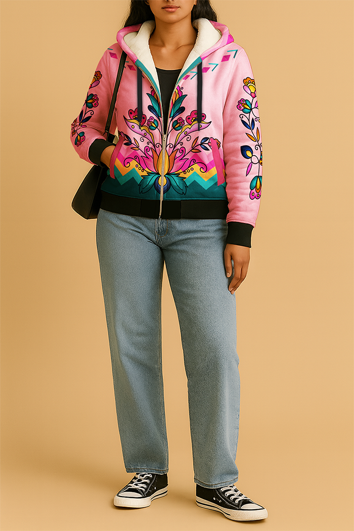 Copper Prairie Petals Women's Sherpa Hoodie
