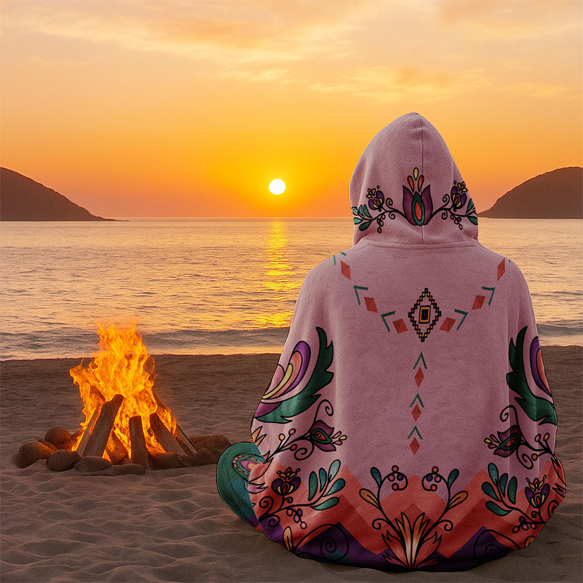 Cedar Wind Bloom Hooded Blanket