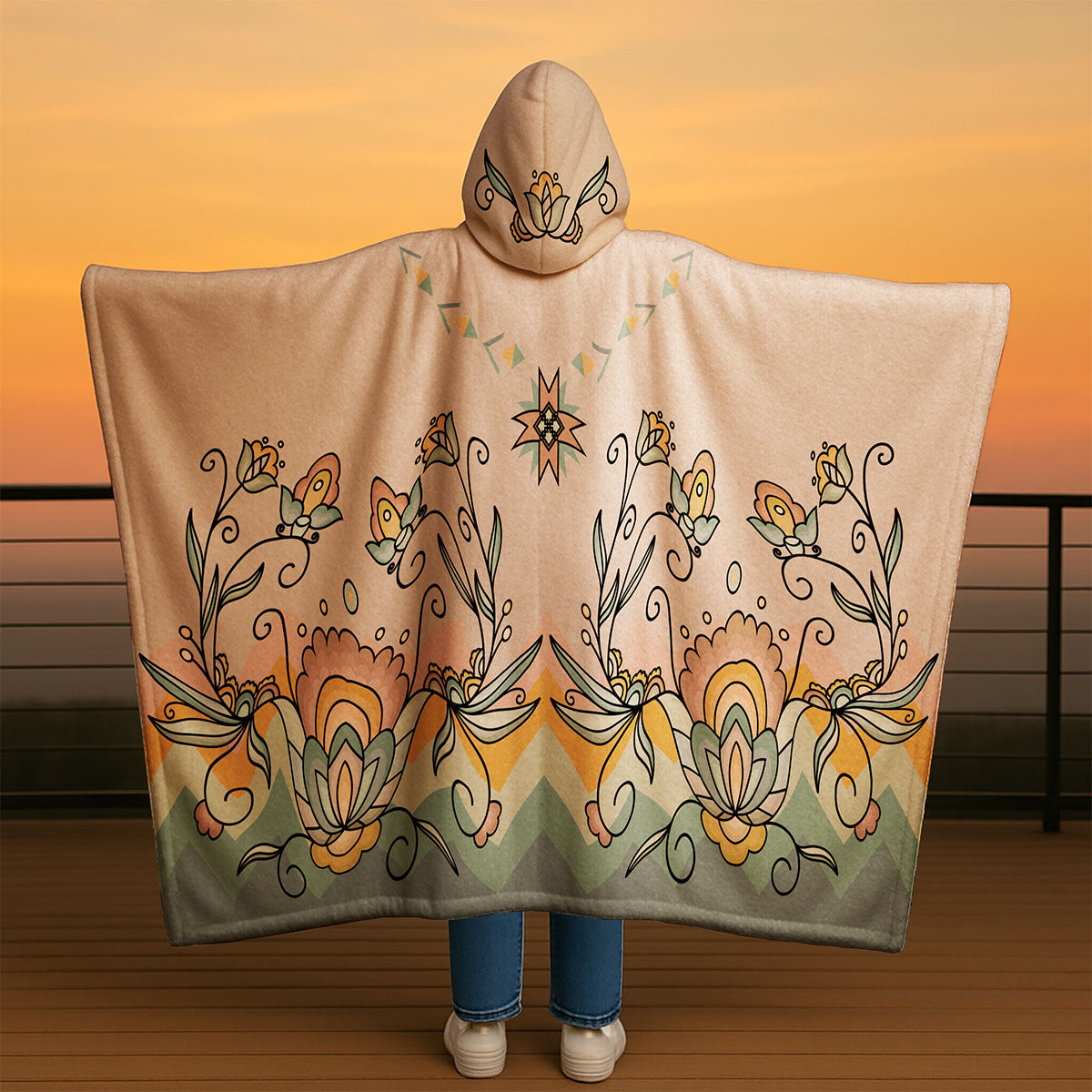 Falling Leaf Rising Bloom Hooded Blanket