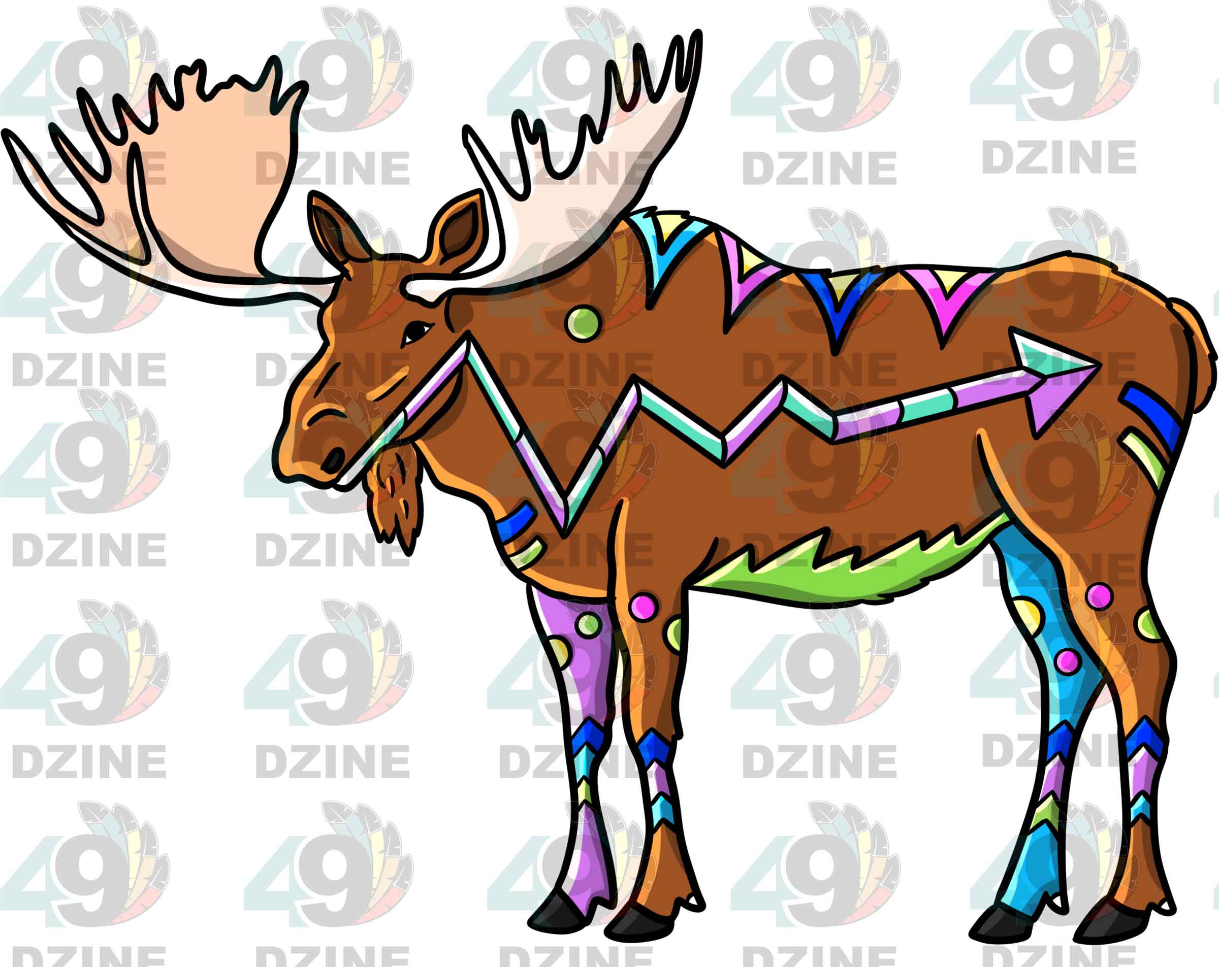 Moose 3 Colored Sticker