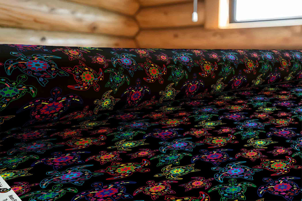 Neon Floral Turtles Cotton Poplin