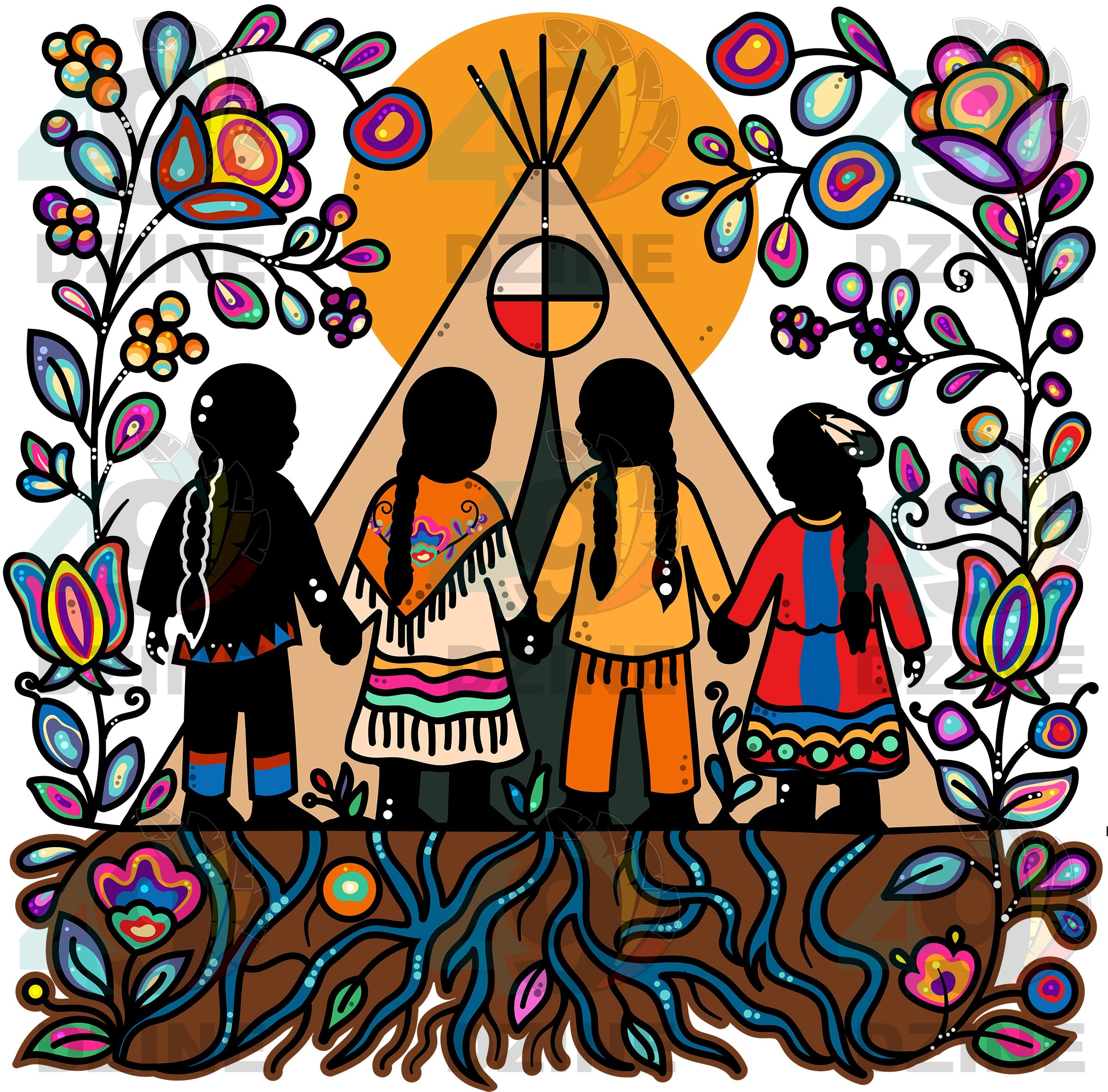 Rooted in Culture Heat Transfer Square Various Sizes