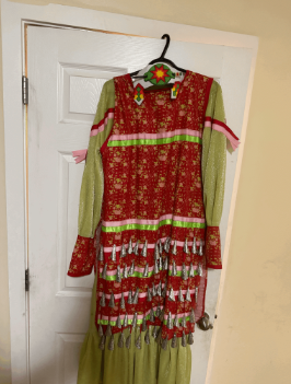 Neya Mistapew Women's Large Red & Yellow Jingle Dress w/ Jewelry Set