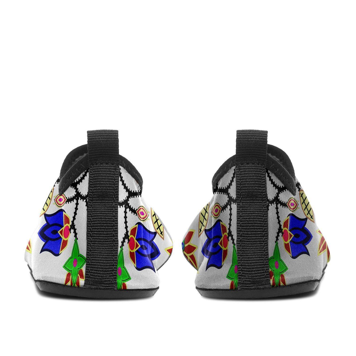 Floral Beadwork Seven Clans White Sockamoccs Kid's Slip On Shoes 49 Dzine