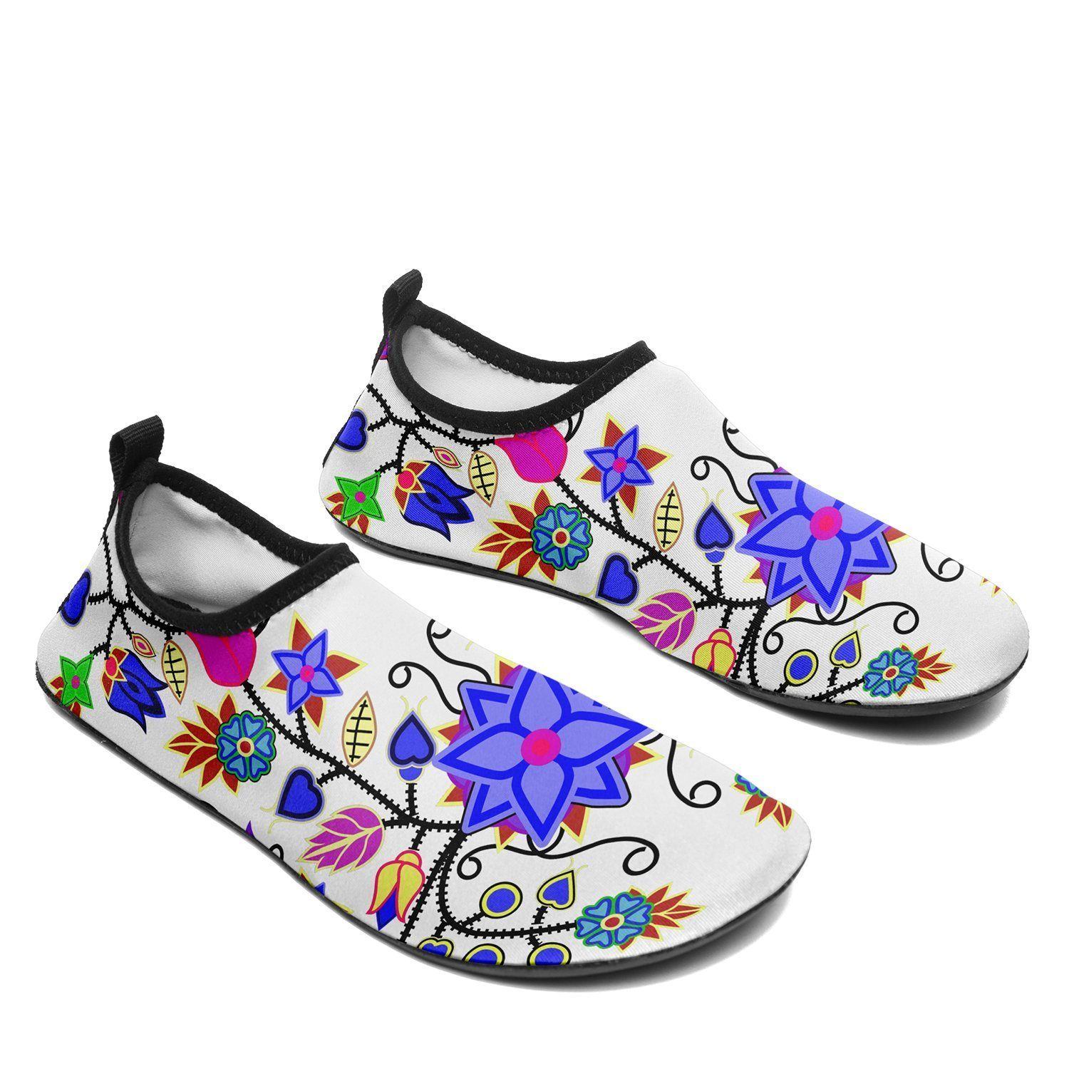 Floral Beadwork Seven Clans White Sockamoccs Kid's Slip On Shoes 49 Dzine