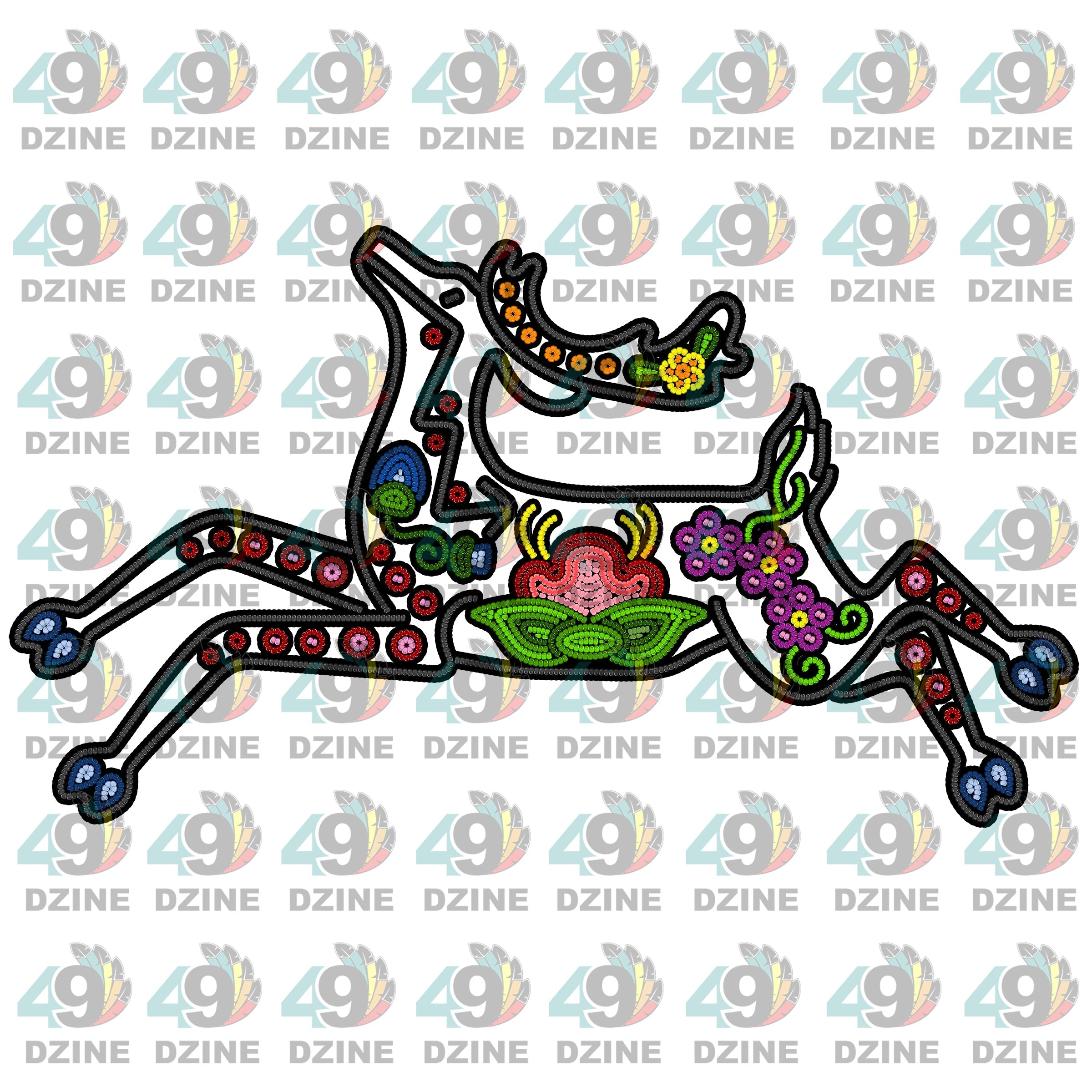 Floral Ledger Deer UV Sticker