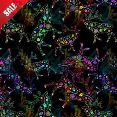 Neon Floral Elks Cotton Poplin Fabric By the Yard Fabric NBprintex