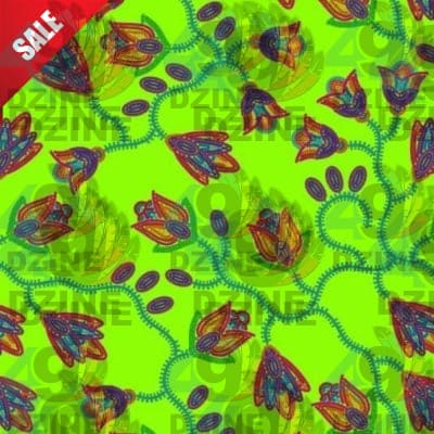 Spring Blossoms Neon Green Cotton Poplin Fabric By the Yard Fabric NBprintex
