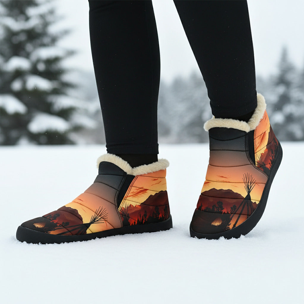 Sunset Tipi Ankle Winter Bootie with Fur Lining