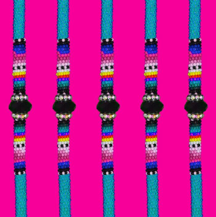 Beaded Rope Pink Cotton Poplin Fabric By the Yard