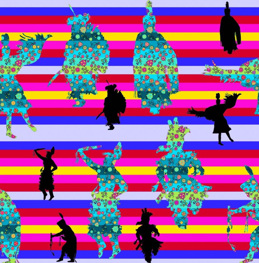 Dancers Sky Dance Cotton Poplin Fabric By the Yard