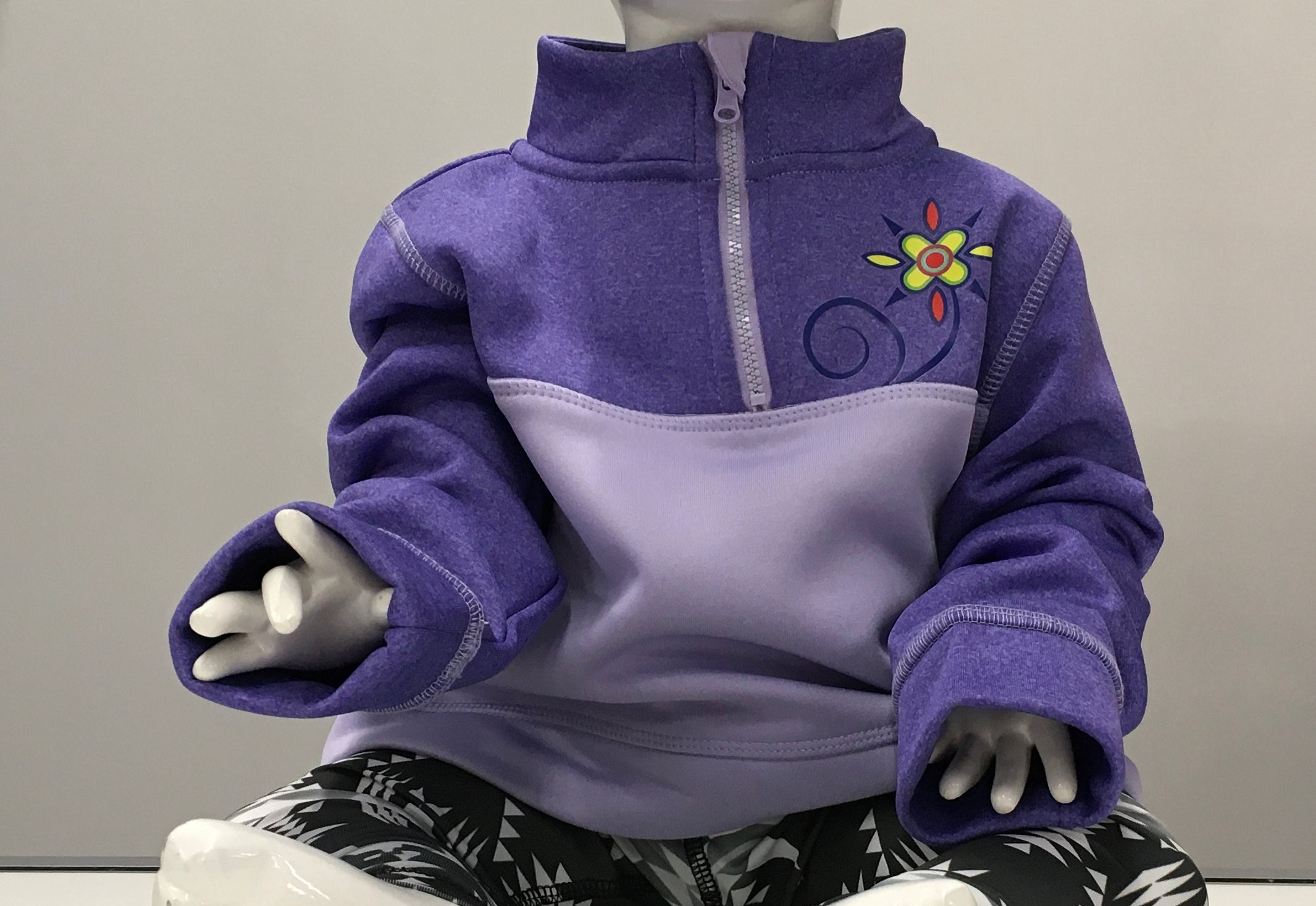Purple Sweater with cobalt Fanfare Applique