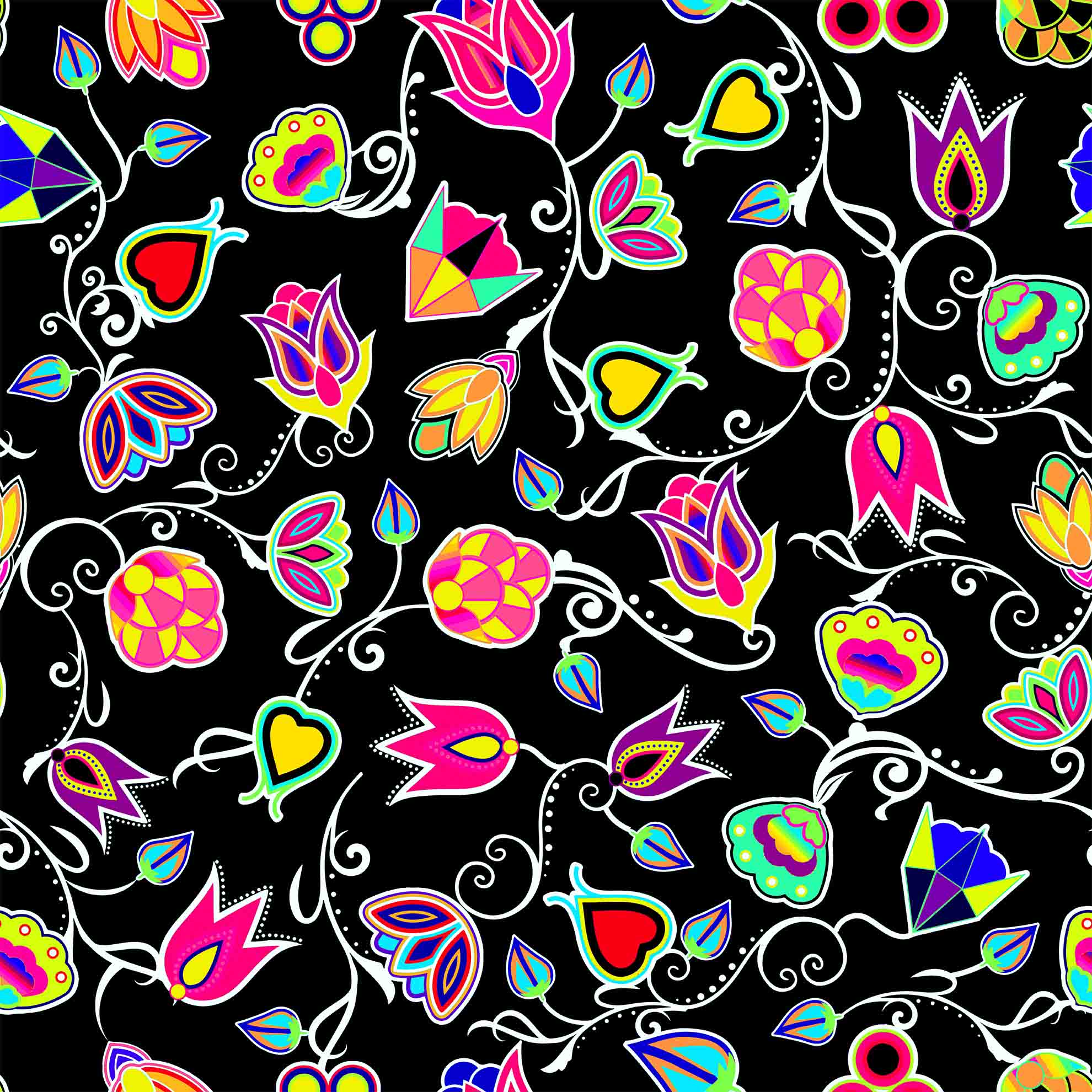 Indigenous Paisley Black Cotton Poplin Fabric by the Yard