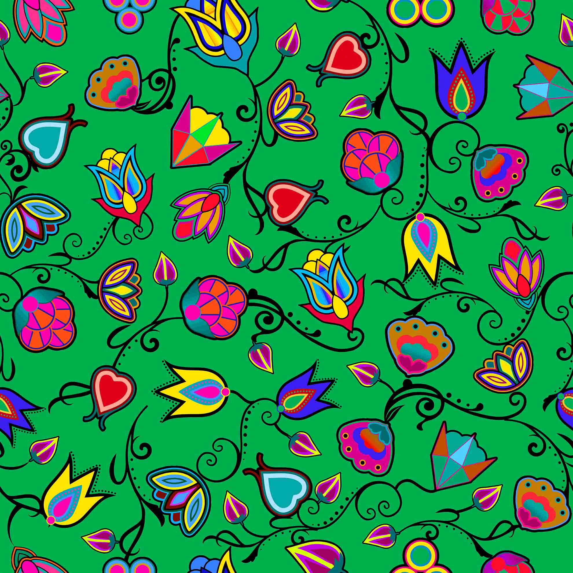 Indigenous Paisley Green Cotton Poplin Fabric by the Yard