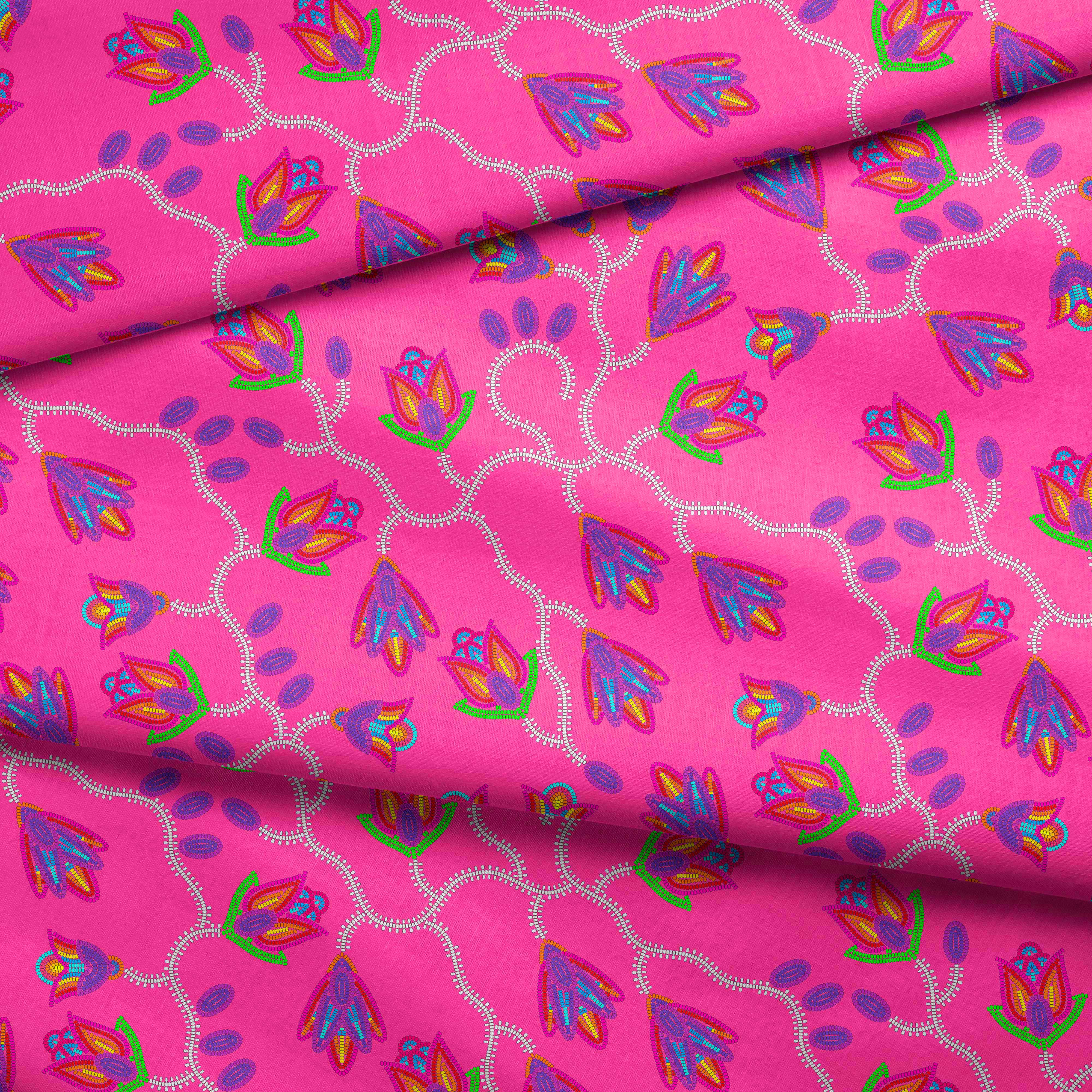 Spring Blossoms Blush Cotton Poplin Fabric By the Yard