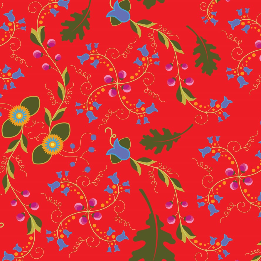Vine Life Scarlet Cotton Poplin Fabric By the Yard