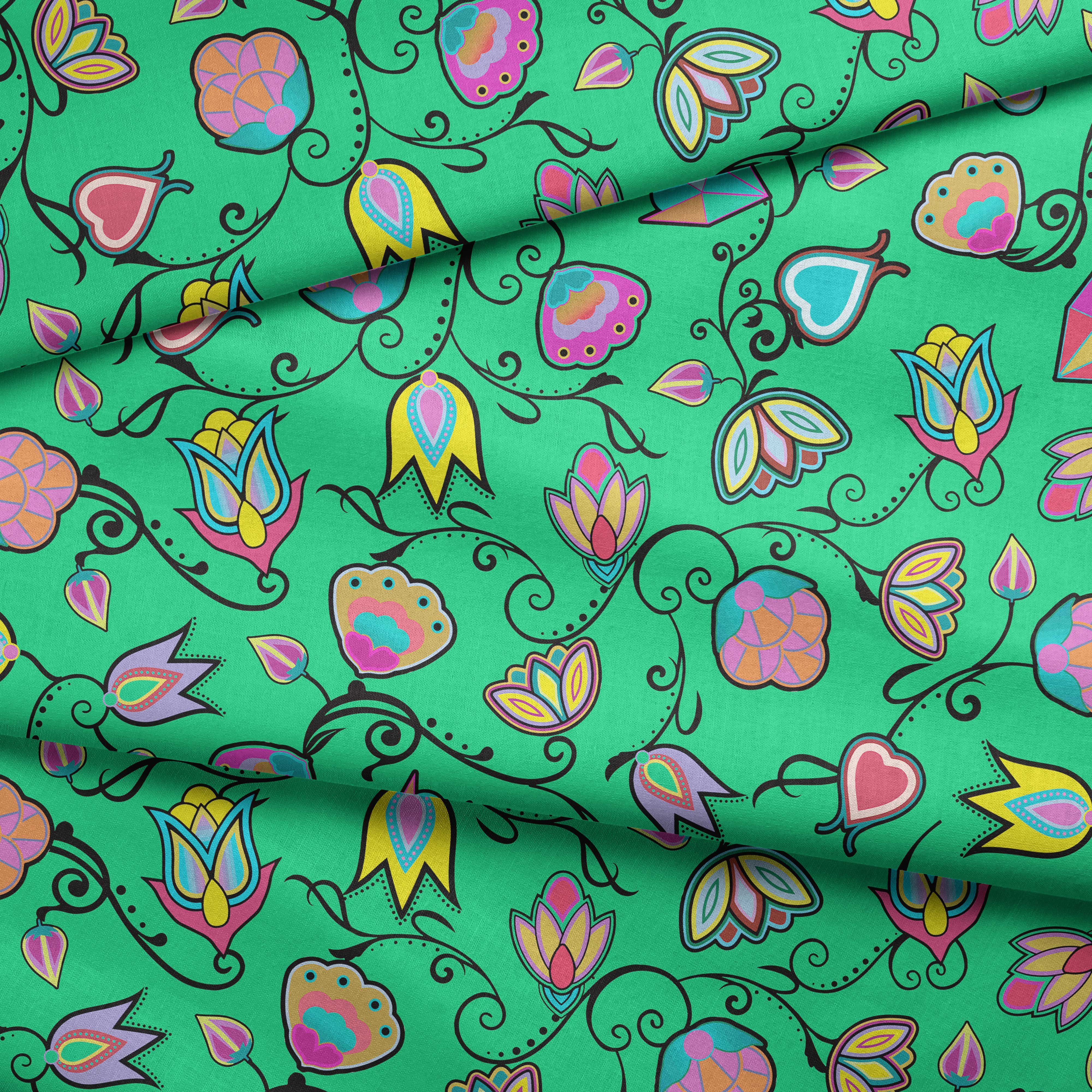Indigenous Paisley Green Fabric by the Yard 49 Dzine