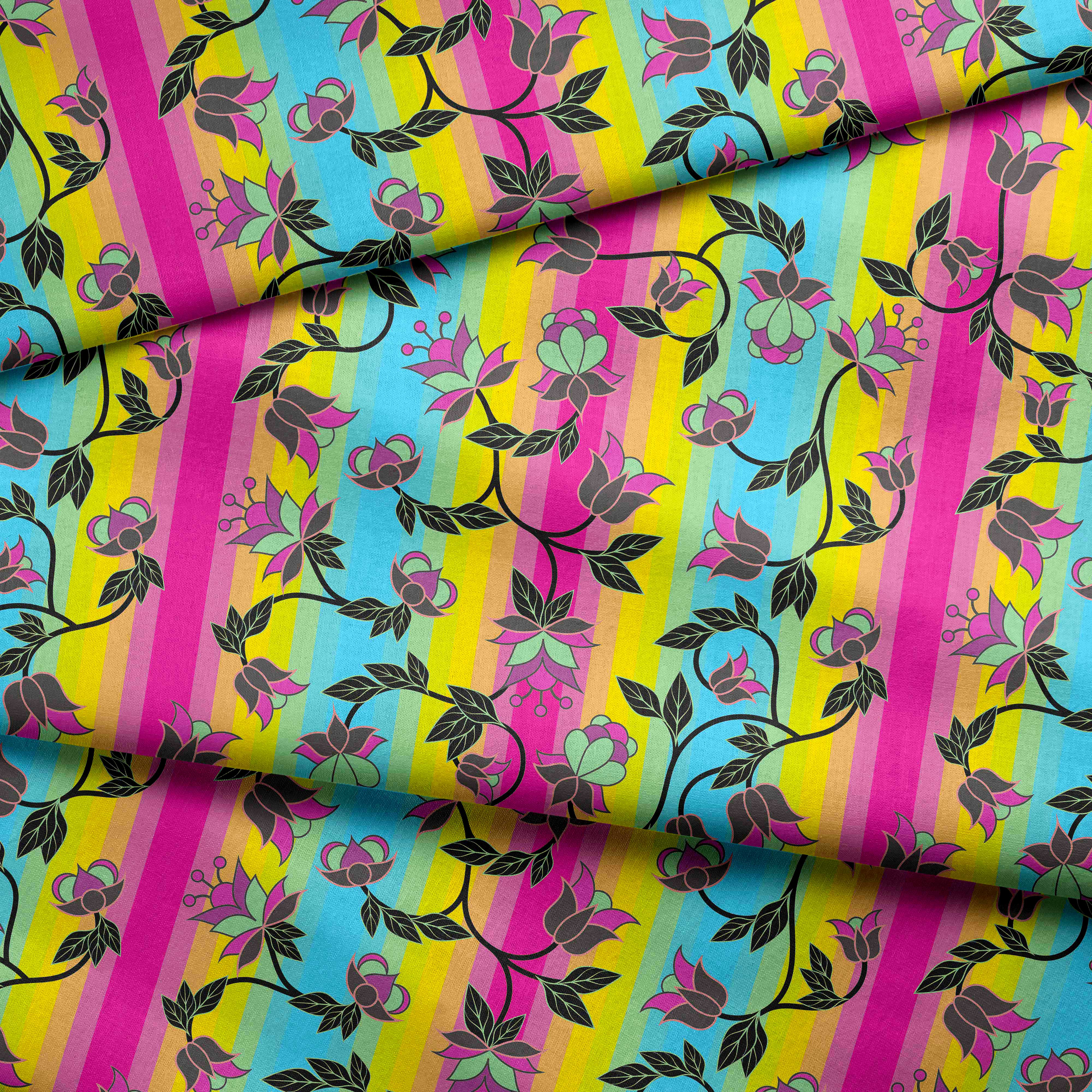Powwow Carnival Cotton Poplin Fabric By the Yard Fabric NBprintex