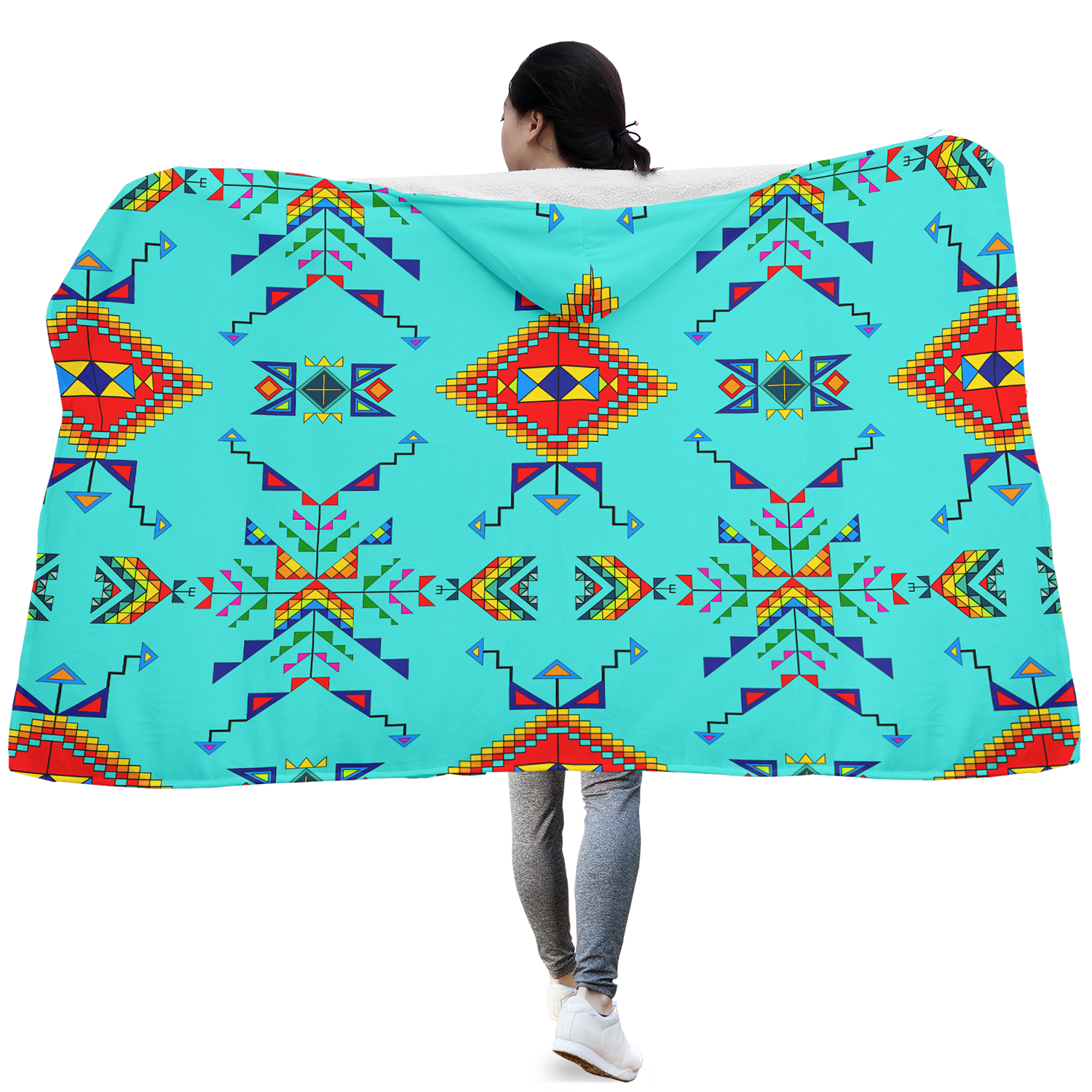 Buffalo Jump Turquoise Hooded Blanket