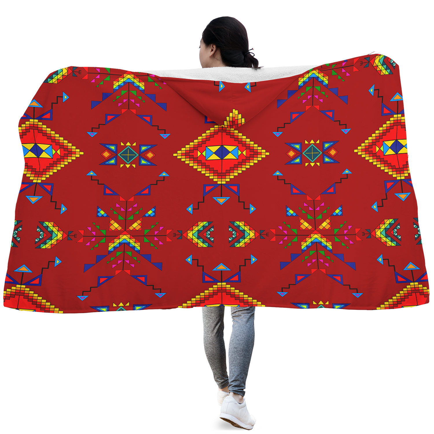 Buffalo Jump Red Hooded Blanket