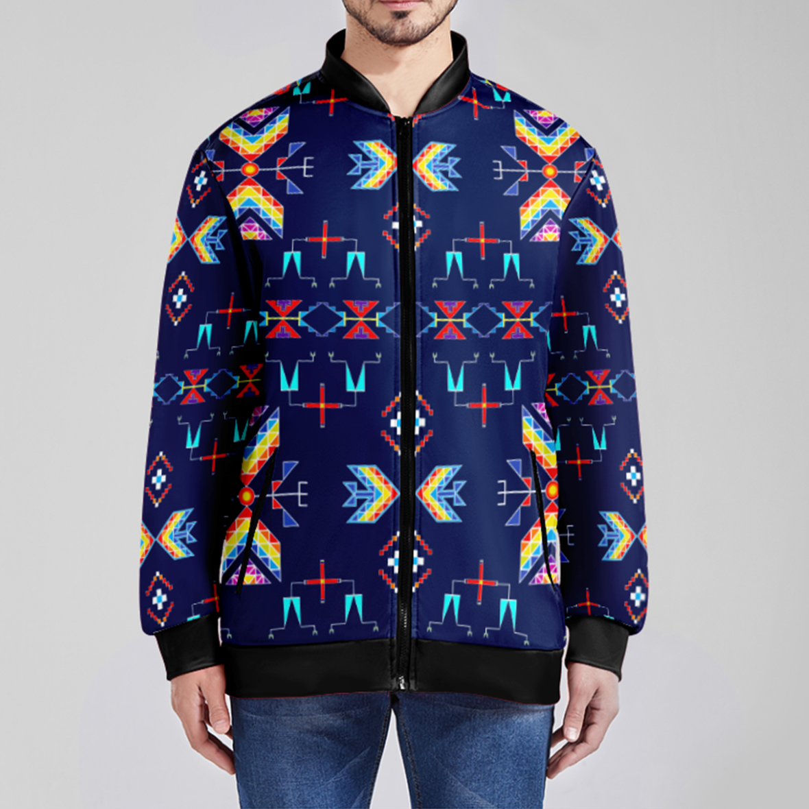 Rainy Chief Rainbow Night Lake Zippered Collared Lightweight Jacket