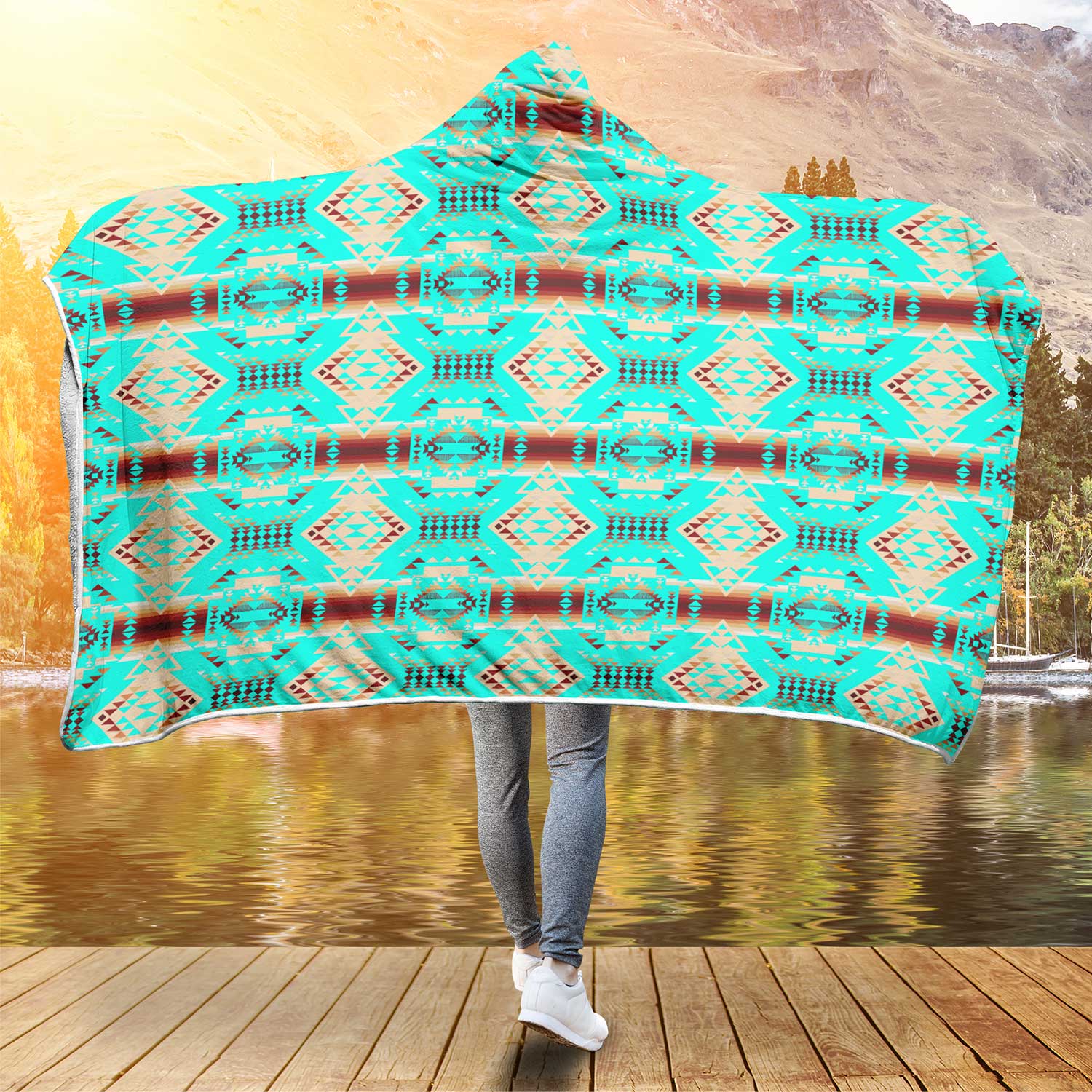 Gathering Earth Turquoise Hooded Blanket