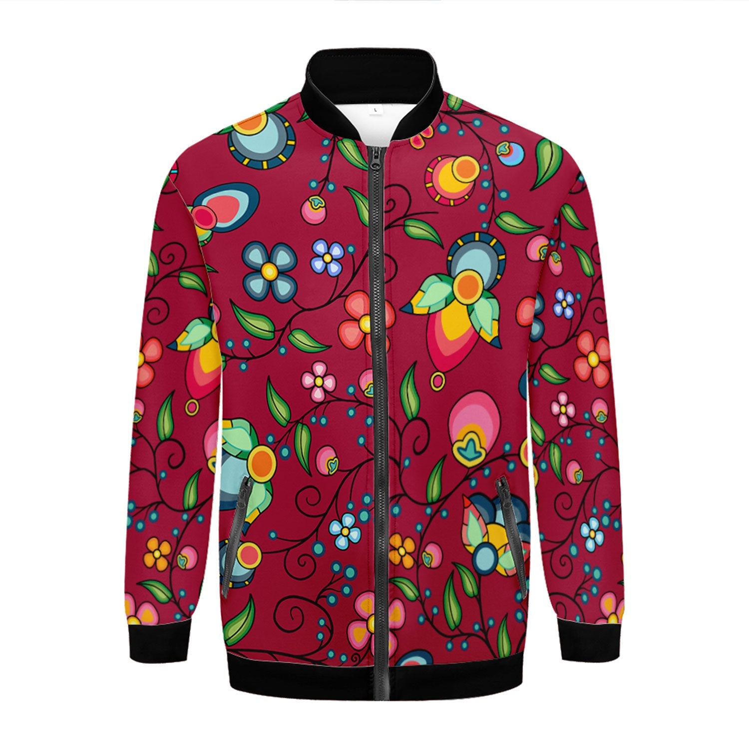 Floral Bounty Magenta Zippered Collared Lightweight Jacket