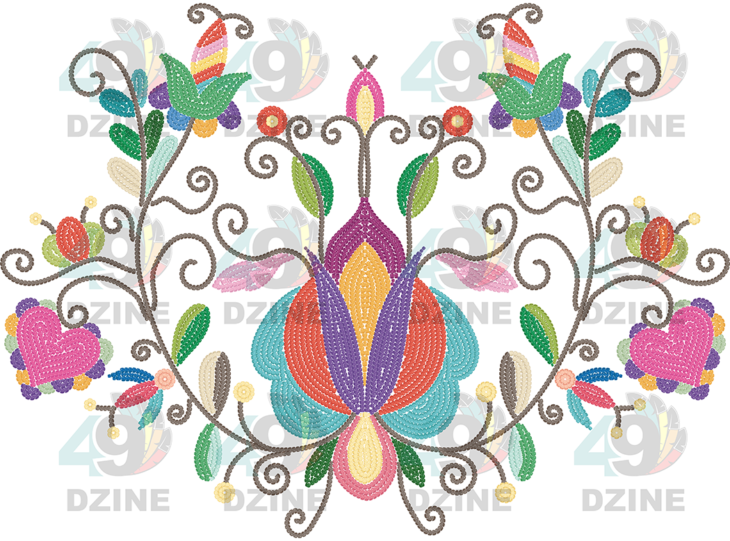 Floral Transfer - Harvest Hearth Floral Beaded Simulation Various Sizes