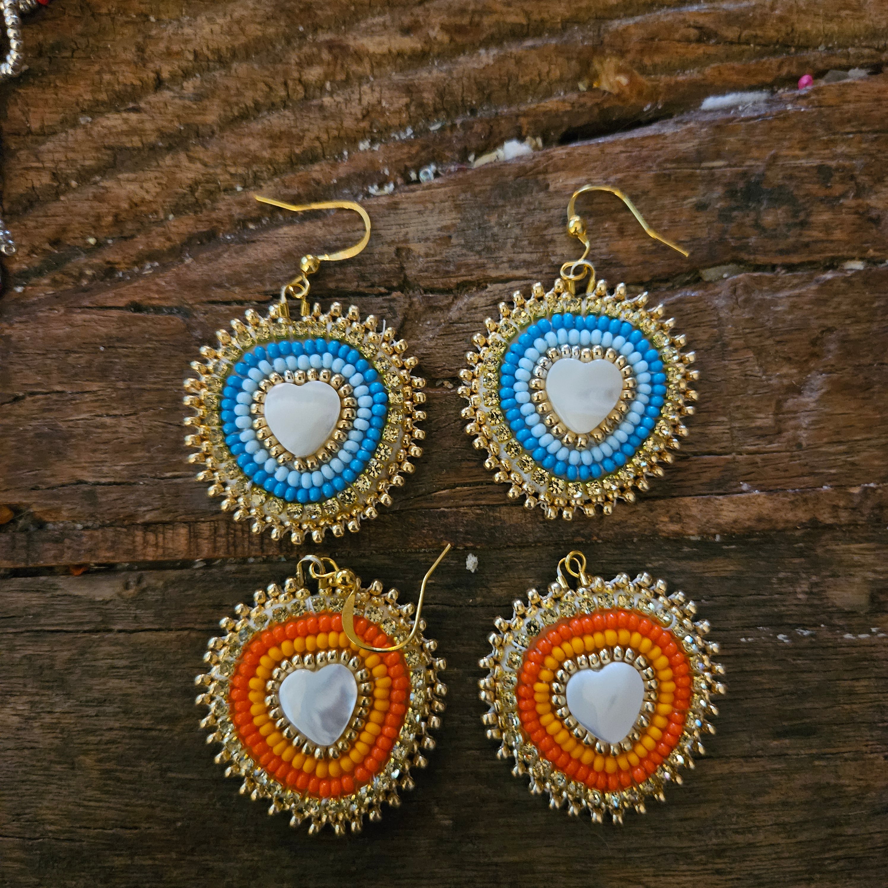 Meg Sheridan Small Beaded Heart Earrings