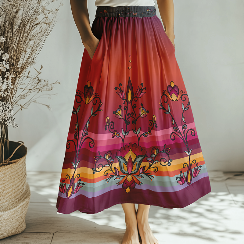 Crimson Drift Petals Skirt