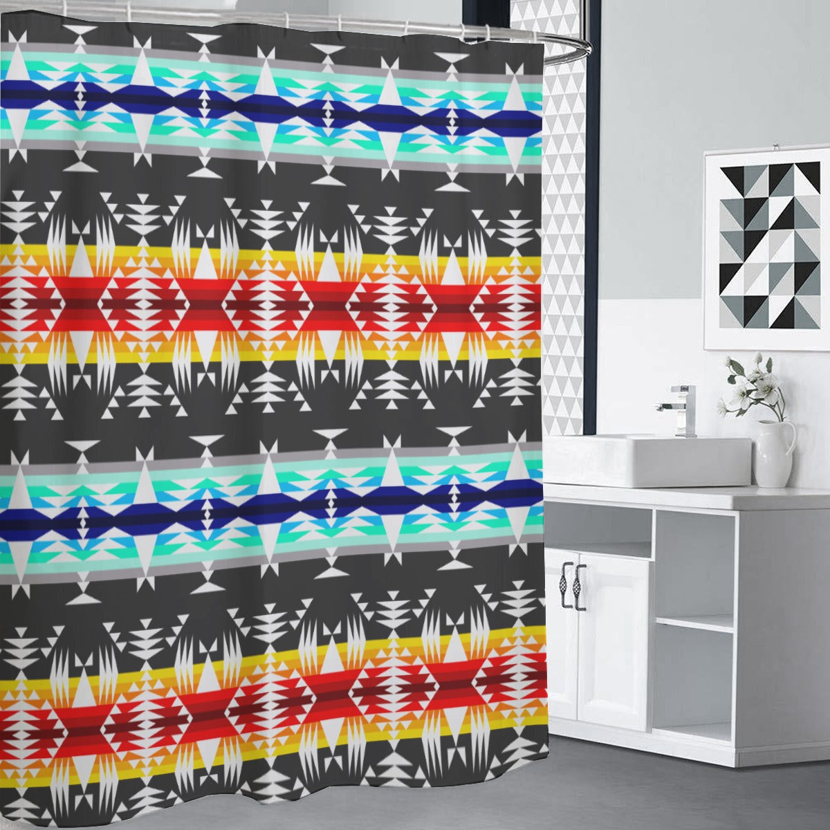 Between the Mountains Grey Shower Curtain (59 inch x 71 inch) (Copy)