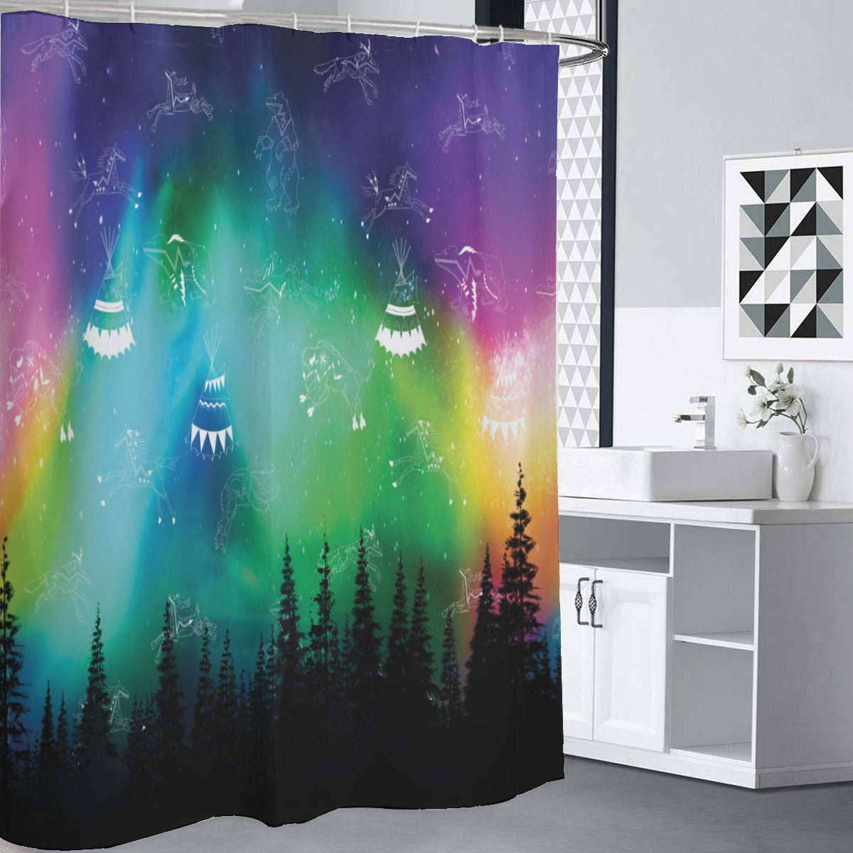 Aurora Medicine Animals Shower Curtain (59 inch x 71 inch)