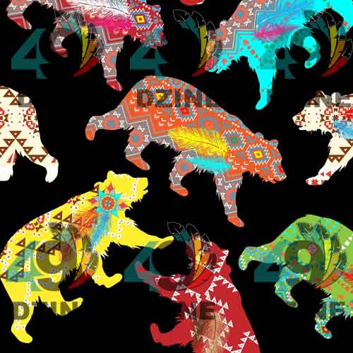 Bear Powwow Cotton Poplin