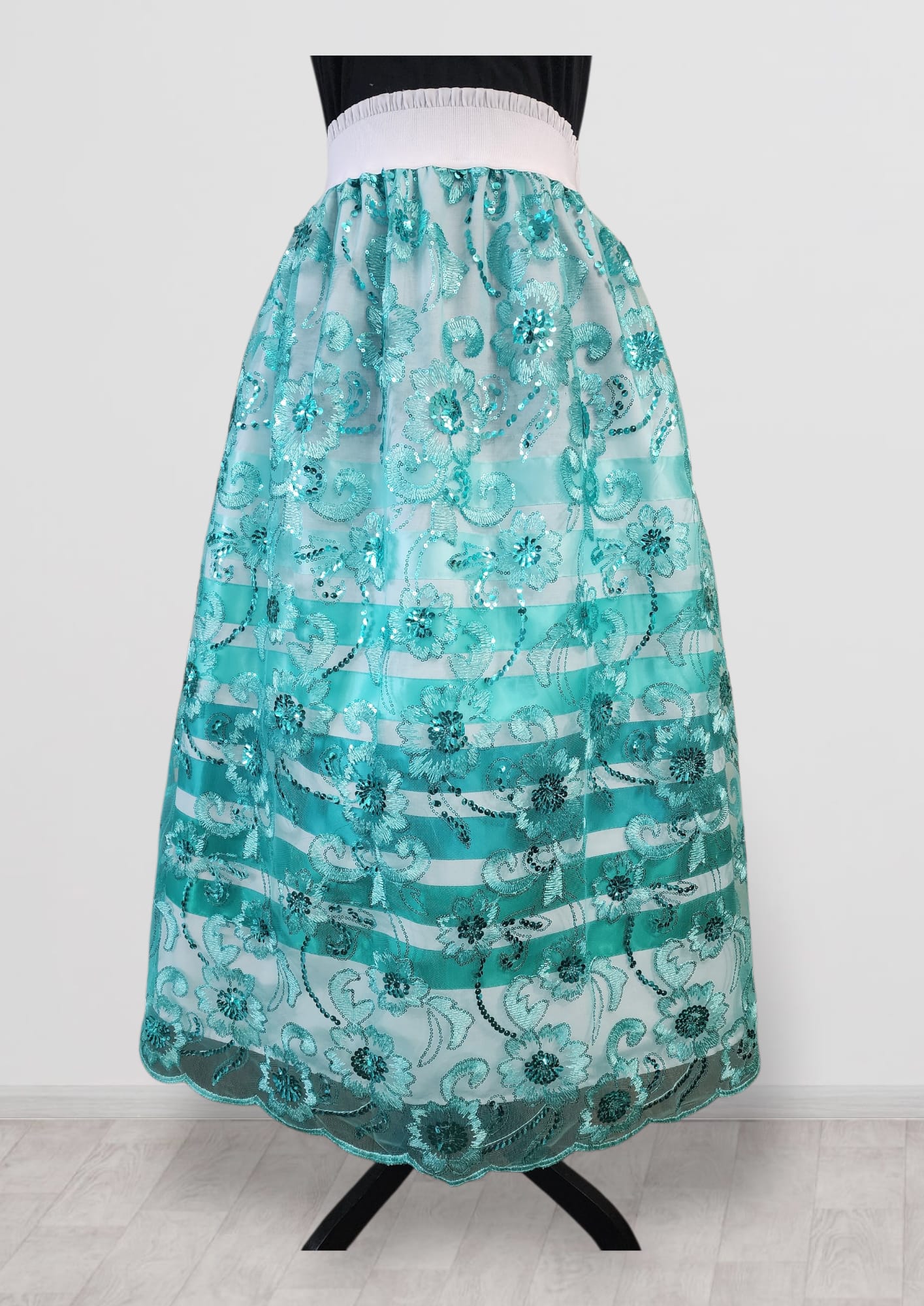 RezRibbons Handmade Aqua Glass Ribbon Skirt