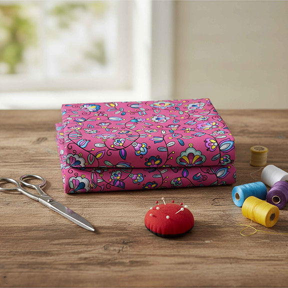Autumn Bundle Blessing Pink Satin Fabric