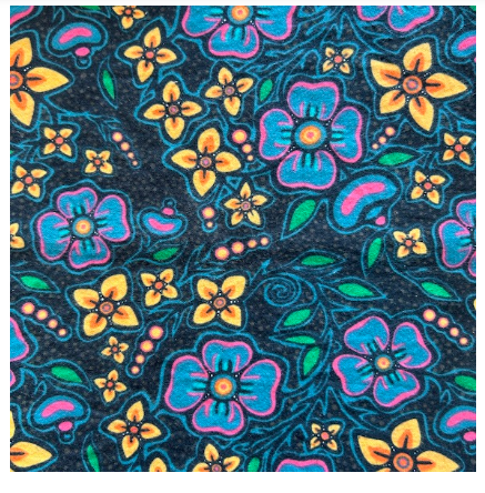 Jackie Traverse Ojibway Floral 1 Black Flannelette