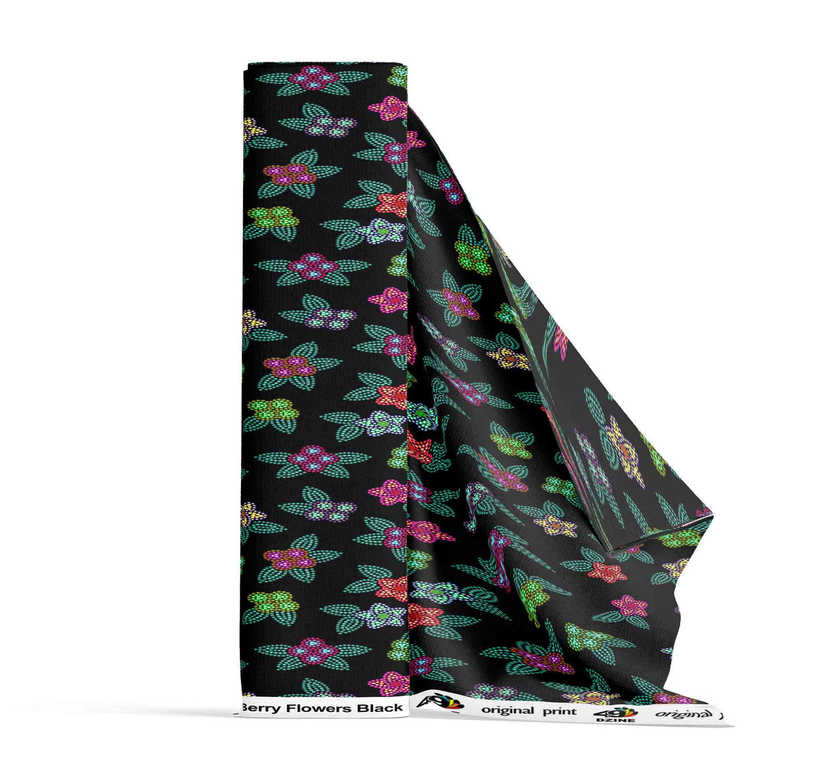 Berry Flowers Black Cotton Poplin