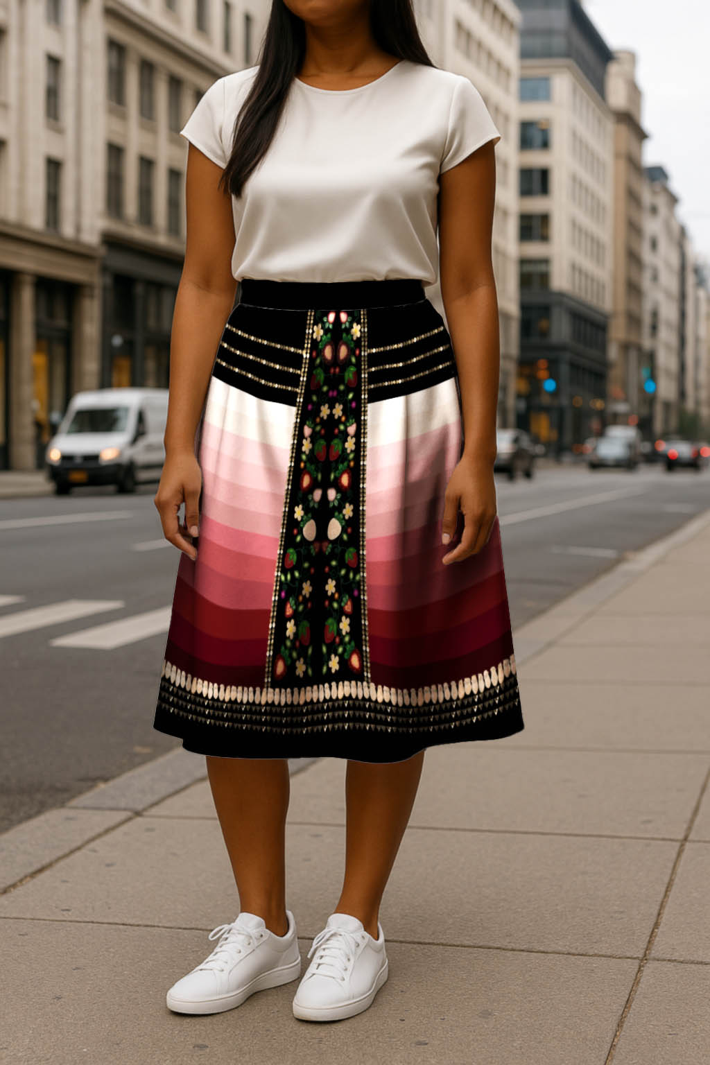 Berry Rites Black 2 Elastic Waist Pocket Midi Skirt