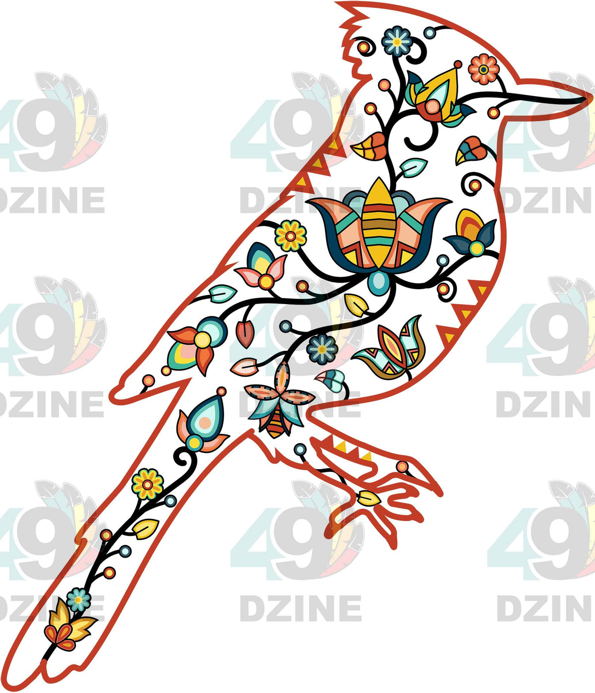 Bluejay Floral Animals 01 Various Sizes