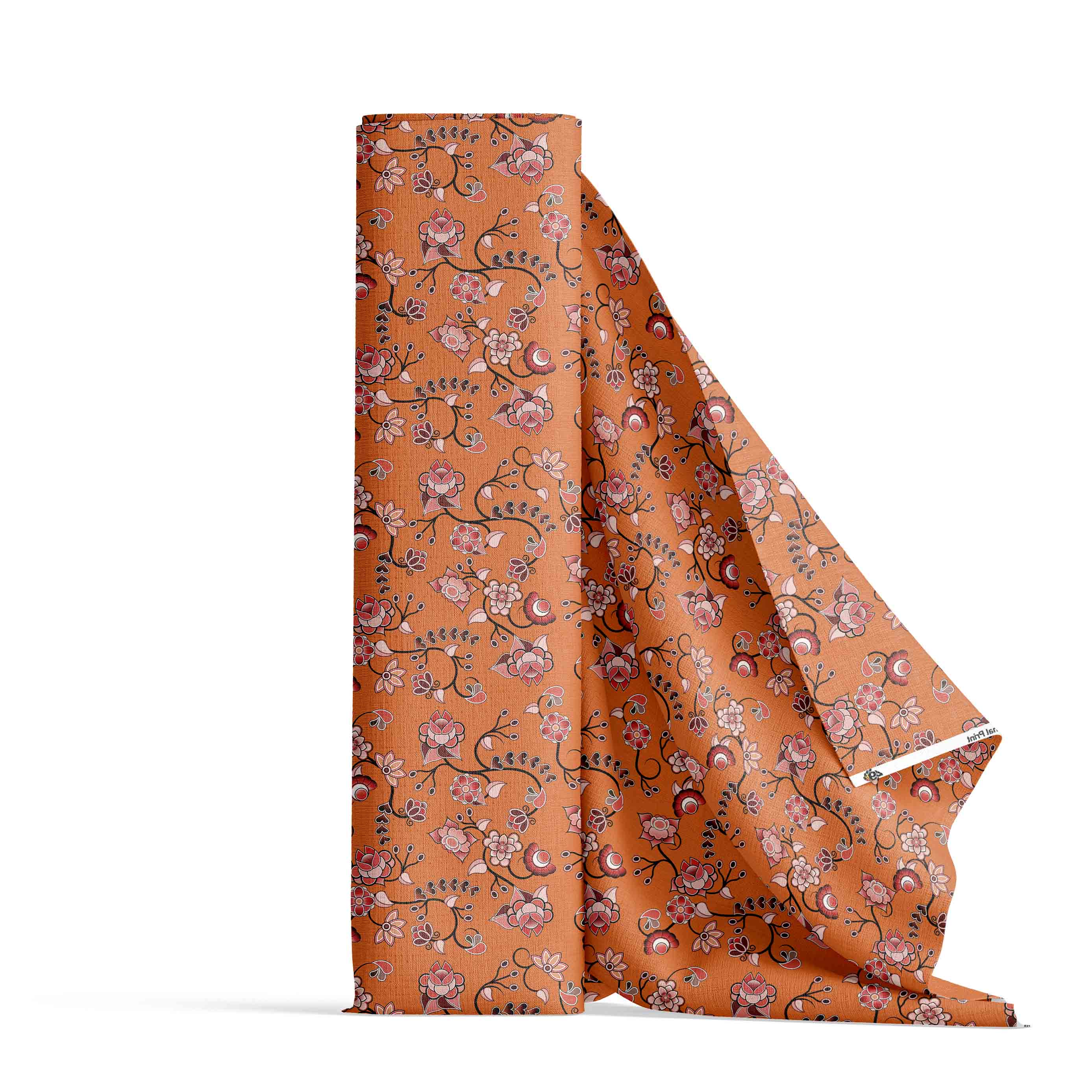 Floral Amour Orange Cotton Poplin Fabric By the Yard