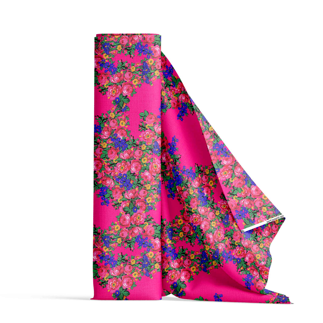 Kokum's Revenge Fuschia Cotton Poplin Fabric By the Yard