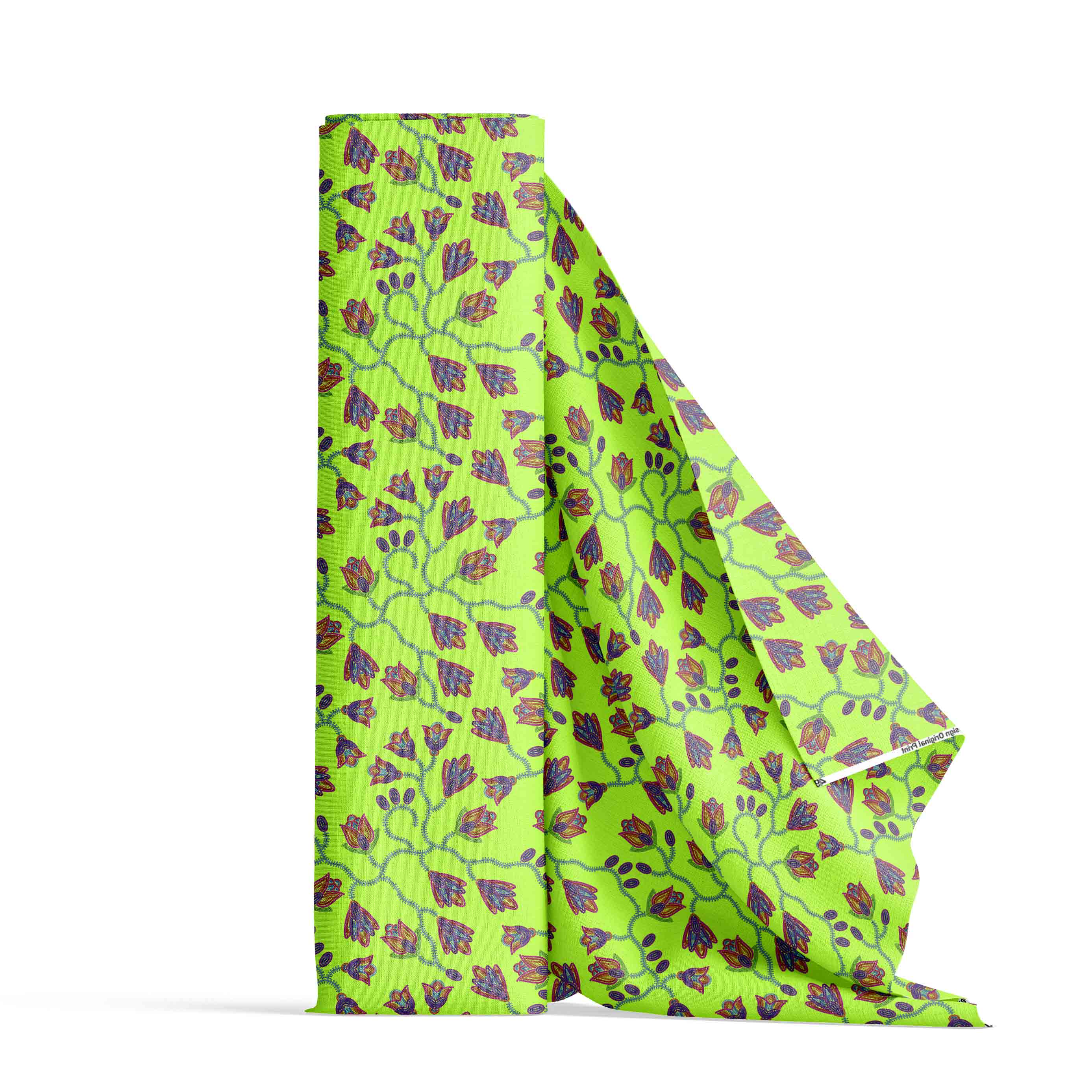 Spring Blossoms Neon Green Cotton Poplin Fabric By the Yard
